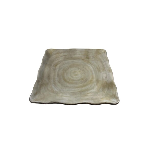 Tabletops Lifestyles Campagnolo Square Dinner Plate Hand Painted Beige 11 1/8" - Picture 4 of 7